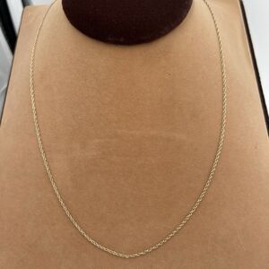Vintage Signed Krementz Necklace Yellow Gold Tone Rope Chain 20 Inches